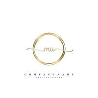 MU Initial Letter handwriting logo hand drawn template vector art, logo for beauty, cosmetics, wedding, fashion and business