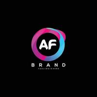 Initial letter AF logo design with colorful style art vector