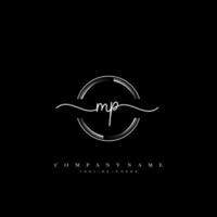 mp inicial letra escritura logo mano dibujado modelo vector arte, logo para belleza, productos cosméticos, boda, Moda y negocio