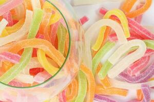 Long Soft Colorful Chewy Sugary Sour Candy Gummy Sweet Assortment , photo