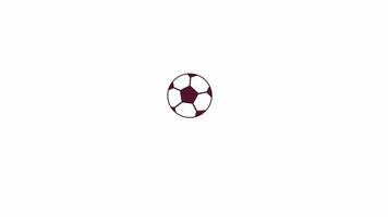 equilibrio fútbol pelota animación. plano dibujos animados estilo icono 4k vídeo imágenes para web diseño. malabares fútbol americano aislado vistoso animado objeto en blanco antecedentes con alfa canal transparencia video