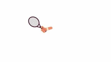 Serve tennis ball animation. Animated isolated 2D tennis match hit. Racket sports playing. Cartoon flat hand 4K video footage, white background, alpha channel transparency for web design