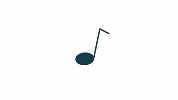 Animated musical note. Flat outline style icon 4K video footage for web design. Music, melody singing isolated colorful thin line object animation on white background with alpha channel transparency