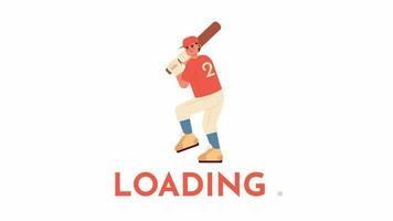 Animated baseball player loader. Cricket sport. Young asian male batter. Flash message 4K video footage. Isolated color loading animation with alpha channel transparency for UI, UX web design