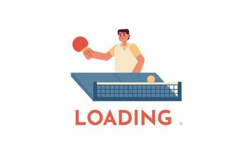 Animated ping pong player loader. Asian man playing table tennis. Pingpong match. Flash message 4K video footage. Isolated color loading animation with alpha channel transparency for UI, UX web design