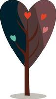 Heart Shape Tree Icon In Flat Style. vector