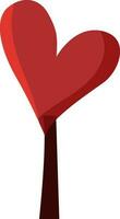 Isolated Heart Shape Tree Icon In Red Color. vector