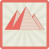 Orange And Grey Pyramid Against Rays Background In Flat Style. vector