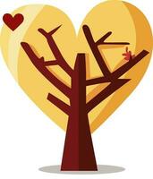 Beautiful Heart Shape Tree Icon In Flat Style. vector
