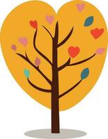 Heart Shape Tree Icon In Yellow Color. vector