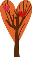 Isolated Heart Shape Tree Icon In Flat Style. vector