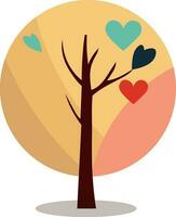 aislado árbol con corazón en circulo icono en plano estilo. vector