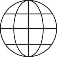 Isolated Globe Or Browser Icon In Black Outline. vector