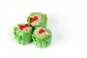 Dim Sum dumpling variety chicken prawn vegetable stuffed steamer photo