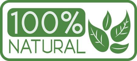 One Hundred Percent Natural Badge Stamp Style Ingredient Element vector