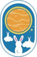 Rabbit Happy Mid Autumn Festival Full Moon Illustration Graphic Element Card vector
