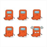 Ghost among us orange cartoon character with various angry expressions vector