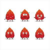 Red dried leaves cartoon character with nope expression vector