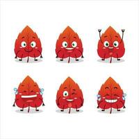 dibujos animados personaje de rojo seco hojas con sonrisa expresión vector