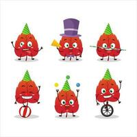 Cartoon character of red dried leaves with various circus shows vector