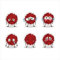 Mashed cranberry cartoon character with sad expression vector