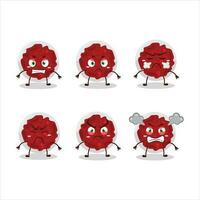 Mashed cranberry cartoon character with various angry expressions vector