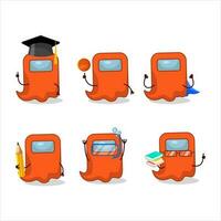 School student of ghost among us orange cartoon character with various expressions vector