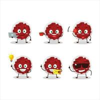 Mashed cranberry cartoon character with various types of business emoticons vector