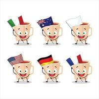 Thanksgiving tea cartoon character bring the flags of various countries vector