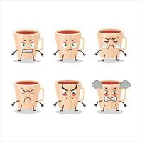 Thanksgiving tea cartoon character with various angry expressions vector