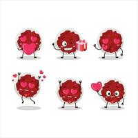 Mashed cranberry cartoon character with love cute emoticon vector