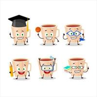 School student of thanksgiving tea cartoon character with various expressions vector