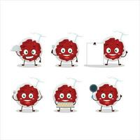 Cartoon character of mashed cranberry with various chef emoticons vector