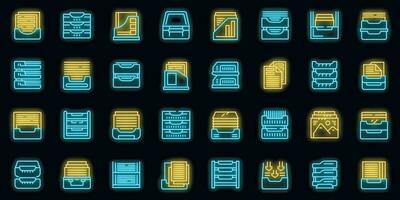 Paper tray icons set vector neon