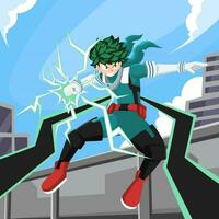 Boy Hero Academia with Super Power vector