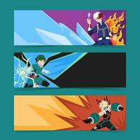 Hero Characters Banner Set vector
