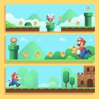 Plumber in Game World Banner Set vector