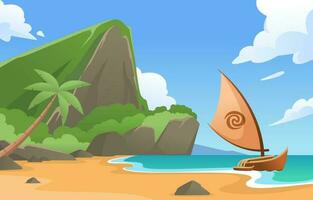 Moana's Rowboat at the Beach Background vector