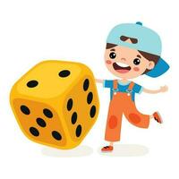 Cartoon Kid Playing With Dice vector