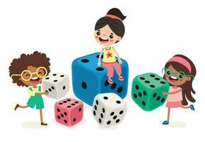 Cartoon Kid Playing With Dice vector