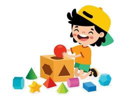 Kids Playing With Shape Sorter Toy vector