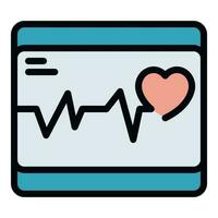 Screen defibrillator icon vector flat