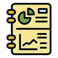 financiero planificación gráfico cuaderno icono vector plano