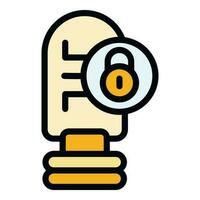 Locked smart lightbulb icon vector flat