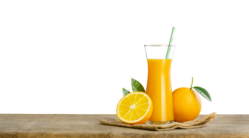 färsk orange juice på en korg, färsk frukt orange juice i glas med grupp på transparent bakgrund png