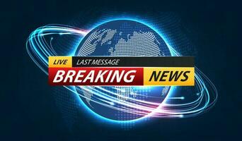 Breaking news background business or technology of world the template. breaking news text on dark blue with light effect. digital technology, TV news show broadcast. vector design.