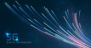 Blue light streak, fiber optic, speed line, futuristic background for 5g or 6g technology wireless data transmission, high-speed internet in abstract. internet network concept. vector design.