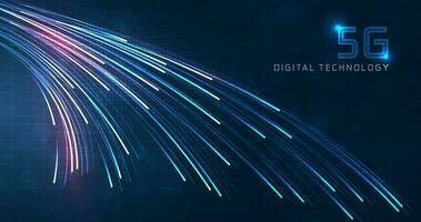 Blue light streak, fiber optic, speed line, futuristic background for 5g or 6g technology wireless data transmission, high-speed internet in abstract. internet network concept. vector design.