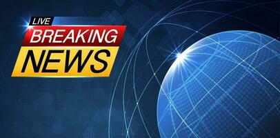 Breaking news background business or technology of world the template. breaking news text on dark blue with light effect. digital technology, TV news show broadcast. vector design.