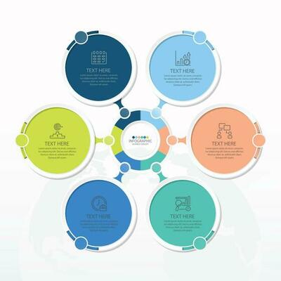 Infographic with 6 steps, process or options.